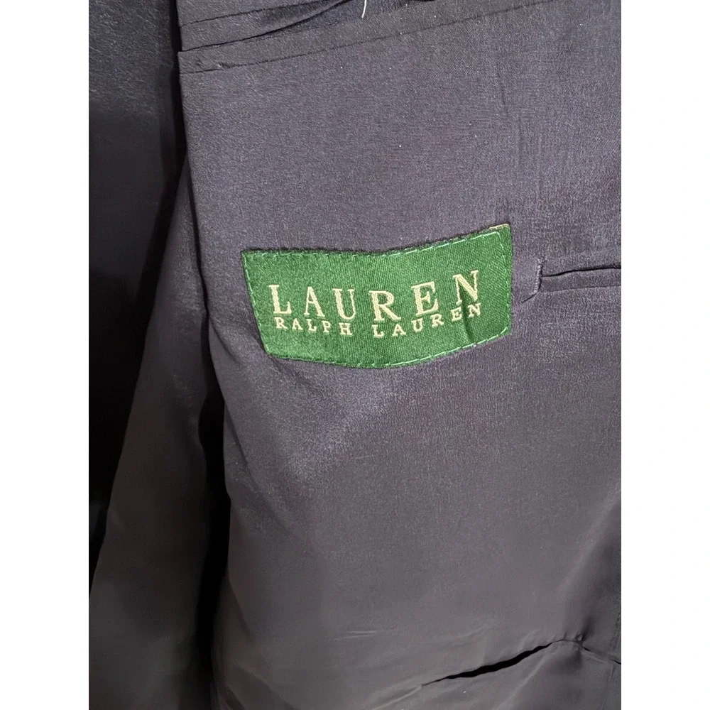Lauren Ralph Lauren Mens 44R Pinstripe Blazer 100% Wool Navy Blue Sport Coat